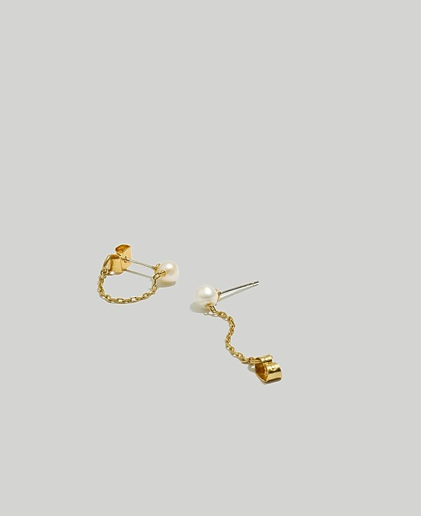 Freshwater Pearl Chain Stud Earrings | Madewell