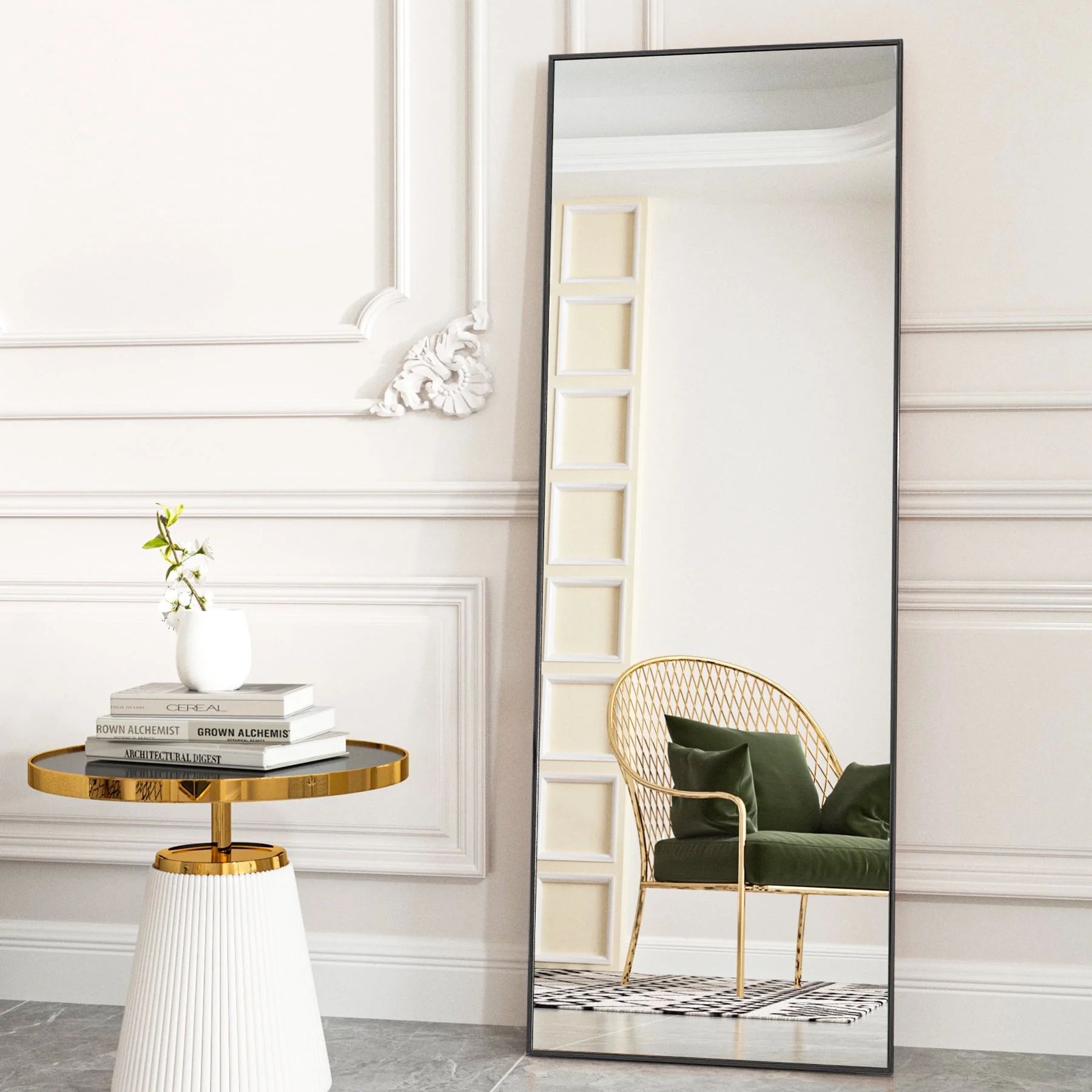 BEAUTYPEAK Full Length Mirror 58"x18" Rectangle Body Dressing Floor Mirrors, Black | Walmart (US)