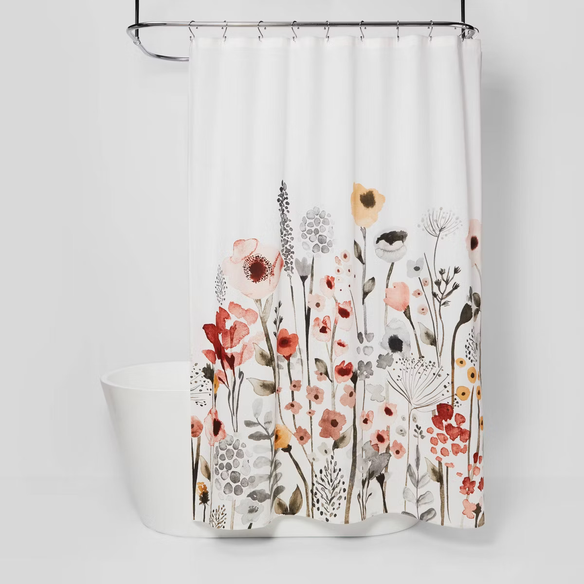 Watercolor Floral Shower Curtain Rust/Gray - Threshold™ | Target