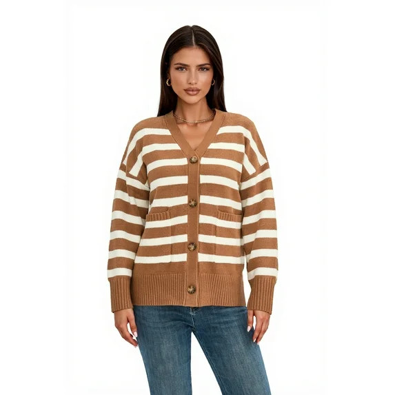 Women’s Pretty Garden COLOR BLOCK CARDIGAN - BUTTON CARDIGAN | Walmart (US)