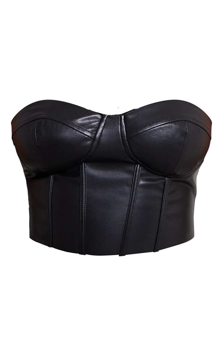 Shape Black Faux Leather Bandeau Corset | PrettyLittleThing US