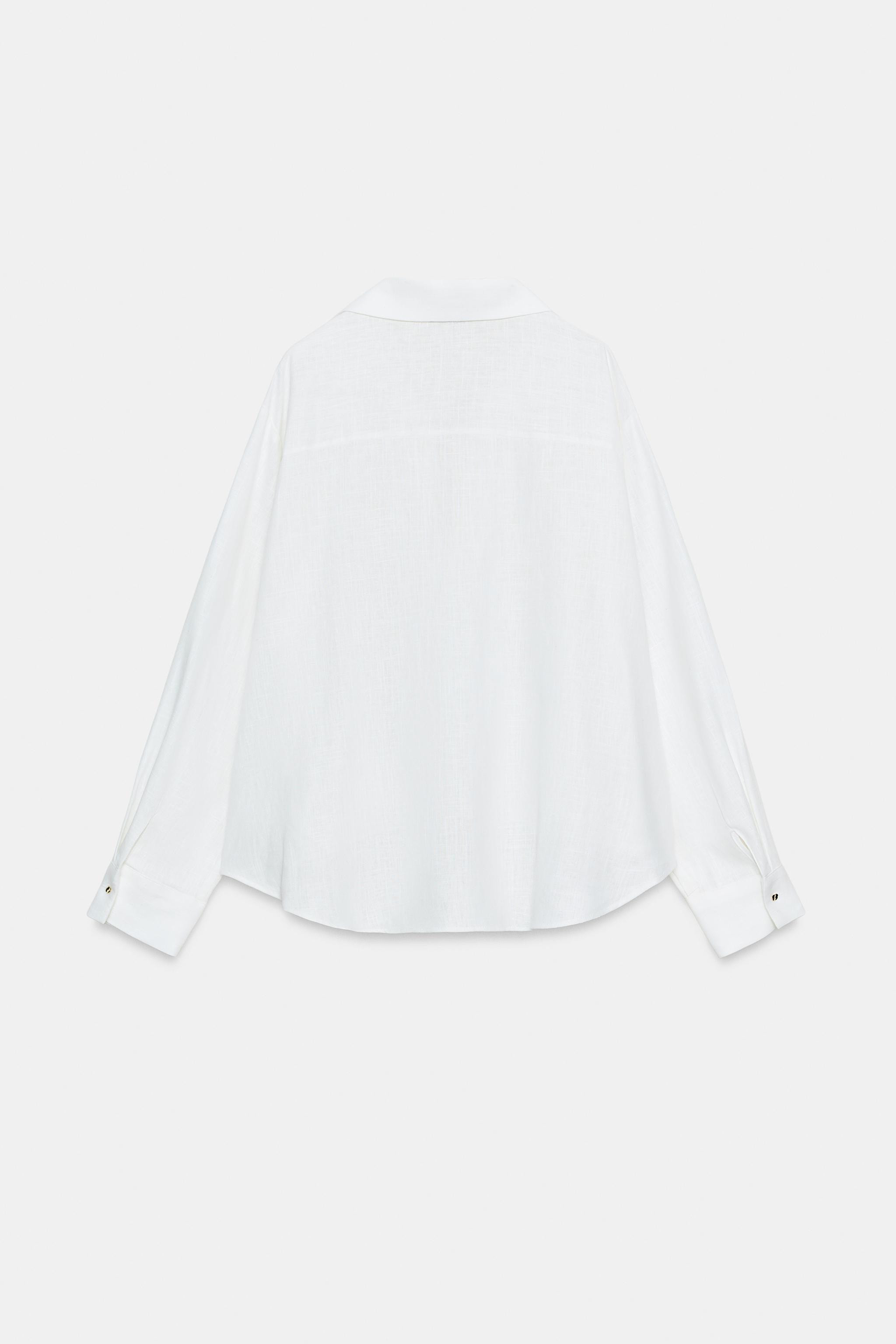 LINEN BLEND SHIRT WITH PUFFED HEM | Zara US