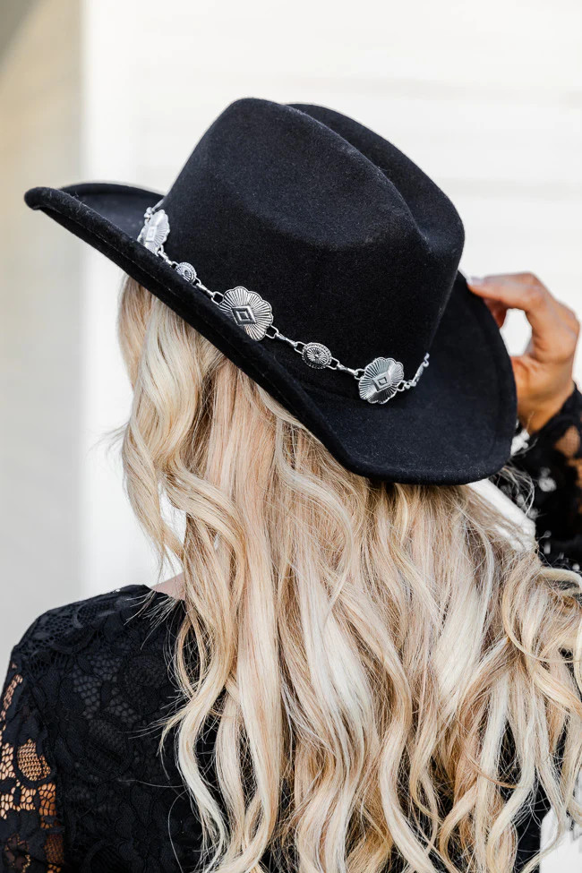 Line 'Em Up Black Cowboy Hat | Pink Lily
