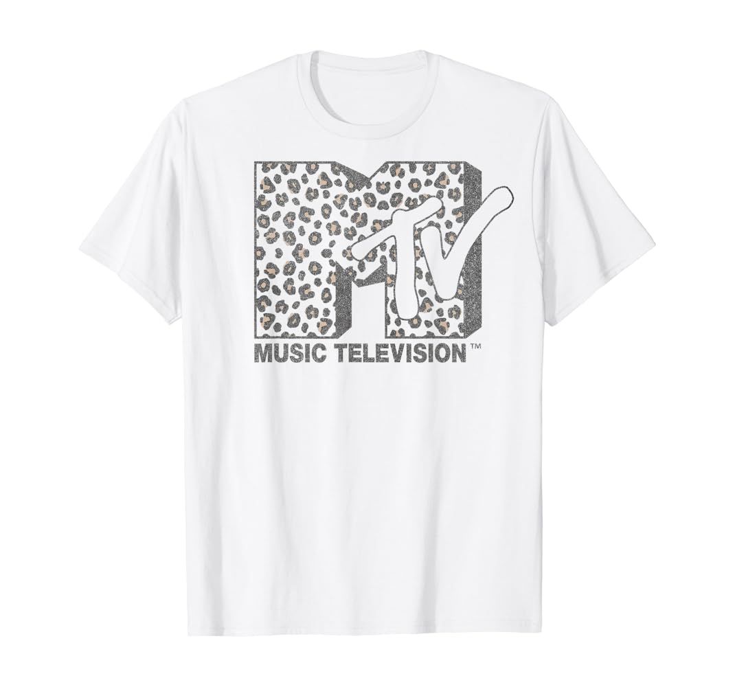 MTV Music Television Cheetah Print Logo Fill T-Shirt | Amazon (US)