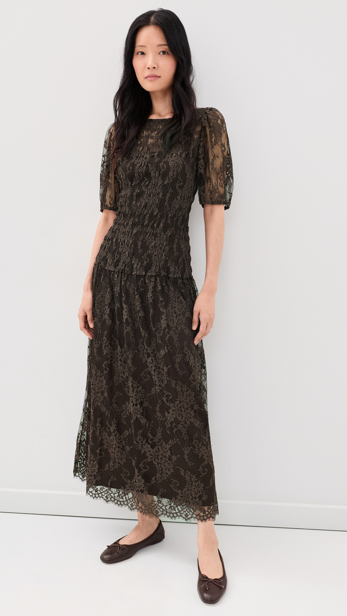 Hill House Home The Short Sleeve Dalia Nap Dress Chocolate M | Shopbop