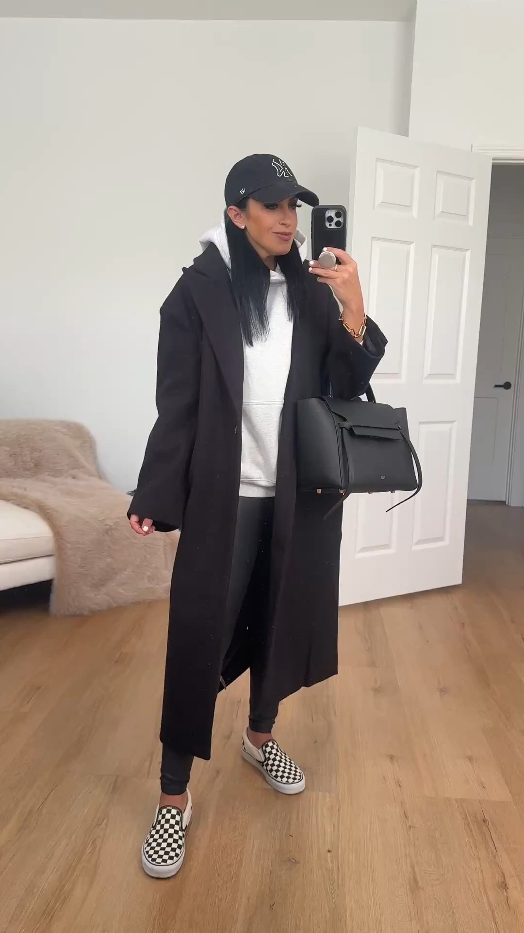 Scoop Women's and Women's Plus Oversized Faux Wool Coat wearing size small. Under $60