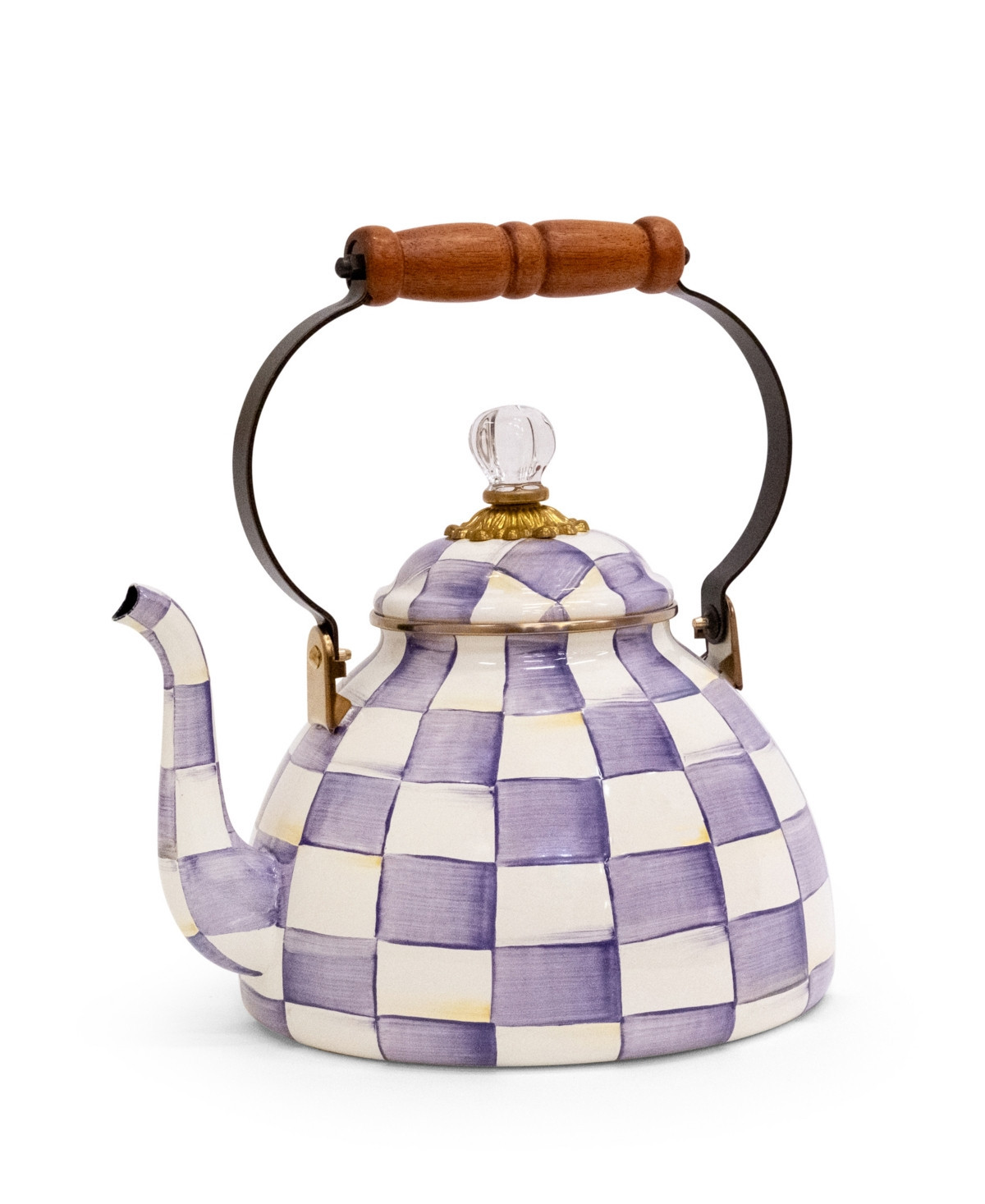 MacKenzie-Childs Violet Check 120 oz. Handmade Tea Kettle - Violet | Macy's