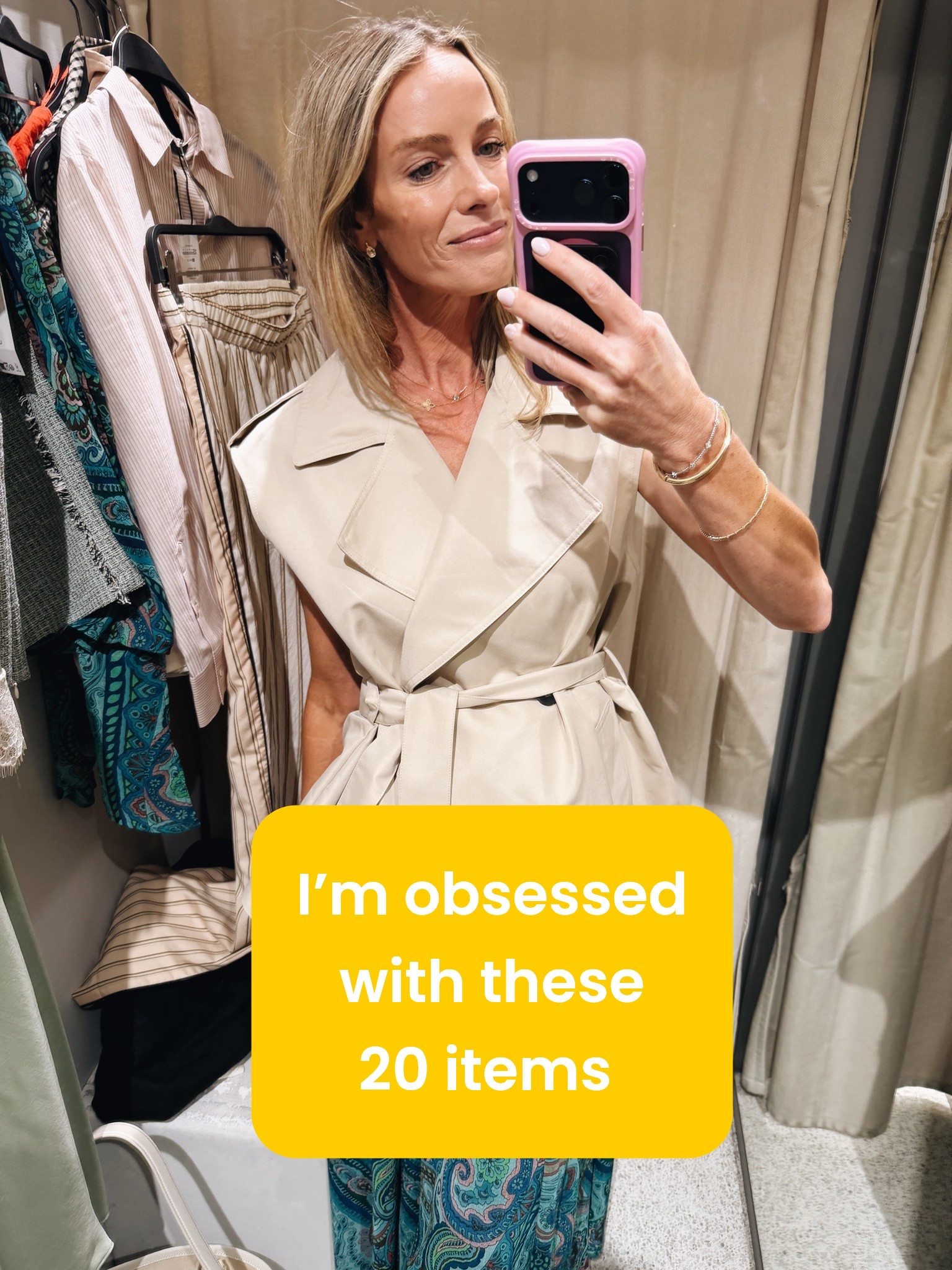 But truly these are the ones that stay at the top of my brain with fall dressing. So good!
Small quince sweater
Small Zara trench vest 
Small Walmart
1 chan Luu  pants 
Small Target set 
M target polo and 26 jeans 
Small blue floral dress 
Small anthro blouse 
Small brown dress
XS hill house dress
26 tall jeans madewell
Small blue madewell dress
M Ralph sweatshirt 
Small black top