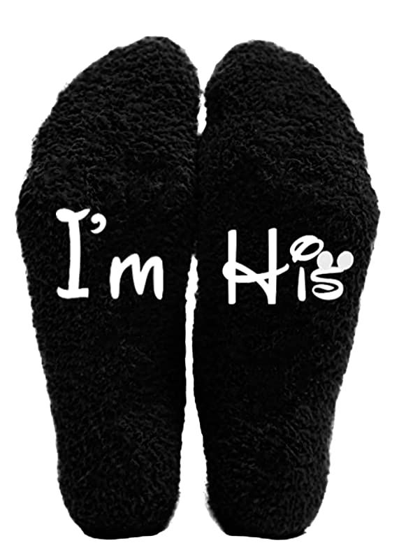 His and Hers Gift Set Cute Socks Fuzzy Novelty Socks Slipper socks (Black 10-13, I'm His) | Amazon (US)