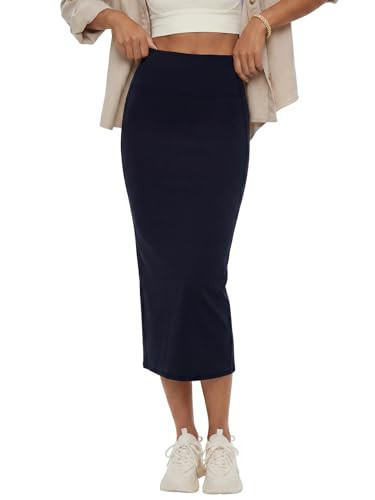 Rooscier Women's High Waisted Pencil Midi Skirt Dark Blue Small | Amazon (US)