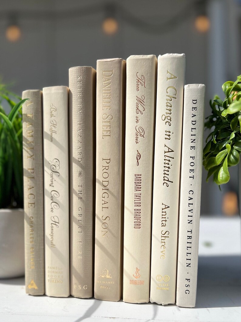 Decorative Books in Neutrals, Home Decor Books, Earth Tone Books, Timeless Book Decor, Staging Bo... | Etsy (US)