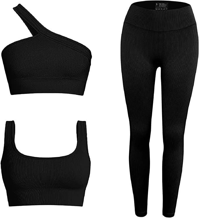 Workout Sets for Women, Cut Seamless Matching Sets 2 Pieces Outfits, Sexy Two Piece Workout Outfi... | Amazon (US)