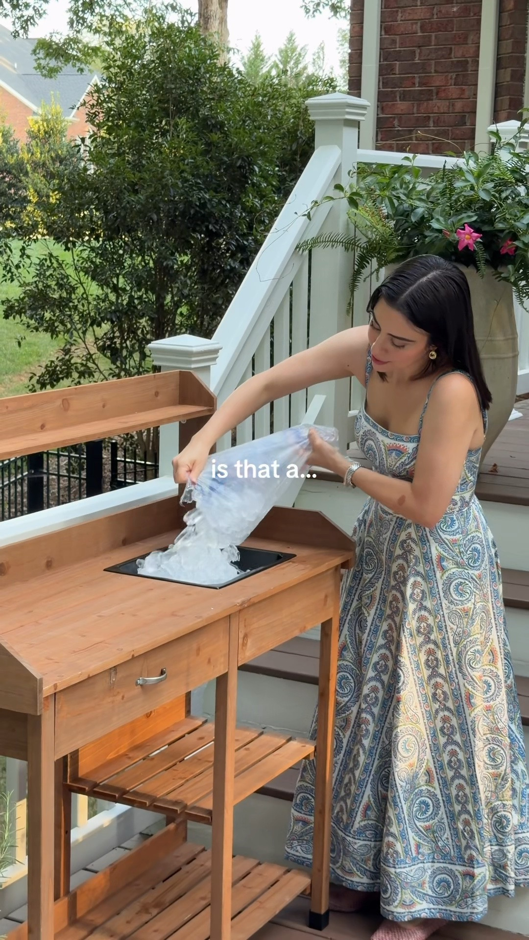 The cutest affordable potting bench turned into an outdoor bar!