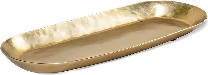 Red Co. 16 inch Long Oval Decorative Metal Aluminum Tabletop Display Tray, Gold | Amazon (US)