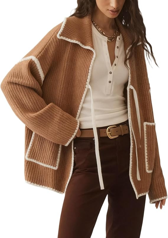 Yidarer Women Oversized Chunky Cardigan Cable Knit Sweater Open Front Loose Fit Fall Winter Casual Outwear | Amazon (US)