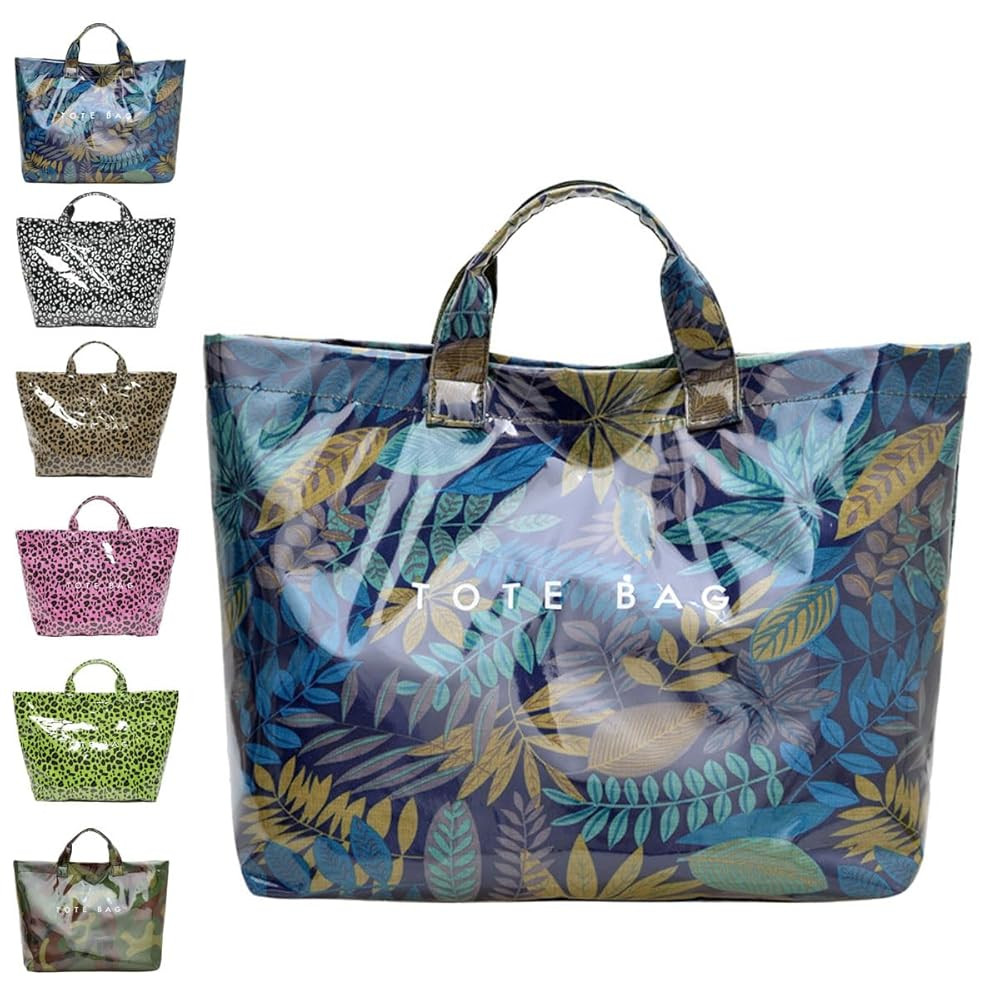 Women's Letters Print Tote Bag, Large PVC Tote Bag for Women, Stylish Waterproof Cheetah Print Cl... | Amazon (US)