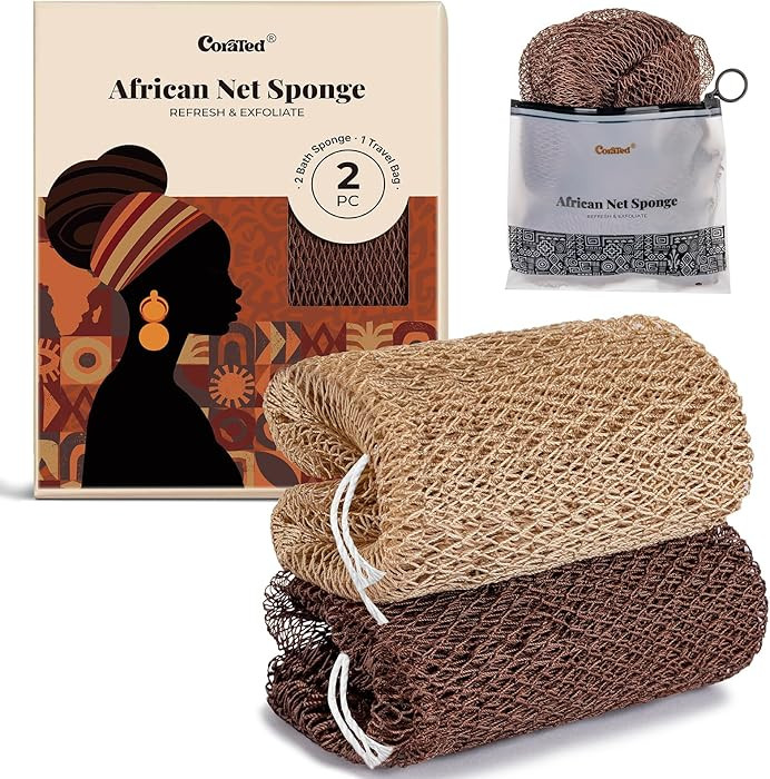 CORATED African Net Sponge Authentic, Shower Loofah Exfoliating Bath Sponge, Body Scrubber for Wo... | Amazon (US)