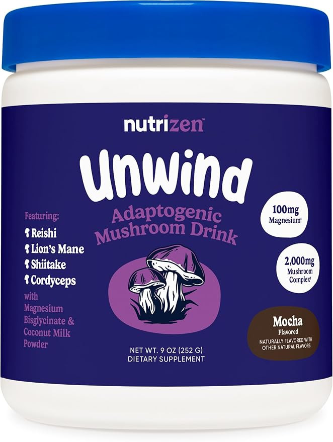 Nutricost Nutrizen PM Unwind Adaptogenic Mushroom Drink (Mocha Flavored) 30 Servings - Includes R... | Amazon (US)