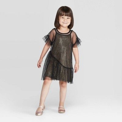 Toddler Girls' Glitter Overlay Dress - art class™ Black | Target