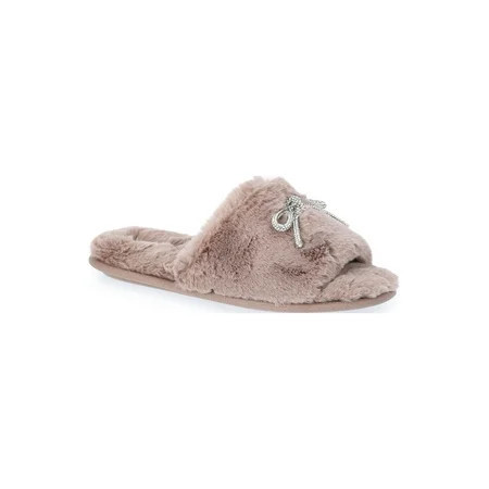 Joyspun Women s Rhinestone Bow Open-Toe Slippers | Walmart (US)