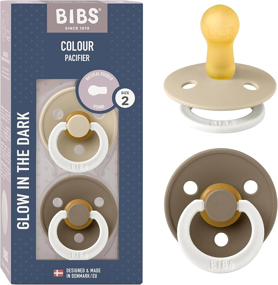 BIBS Colour Night Baby Pacifier 2-Pack | Made in Denmark | BPA Free Dummy Soother, Round Nipple. ... | Amazon (US)