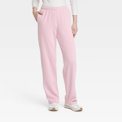 Women's Leisure Studio Mid-Rise Straight Leg Sweatpants - Universal Thread™ Pink S | Target