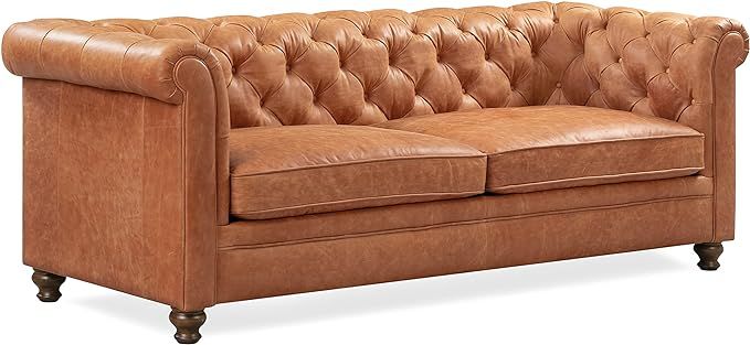 POLY & BARK Lyon 87.4" Sofa in Full-Grain Pure-Aniline Italian Tanned Leather in Cognac Tan | Amazon (US)