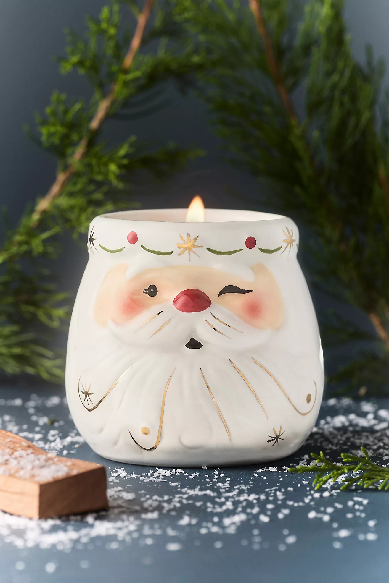 Winking Santa Woody Fresh Balsam & Cedarwood Ceramic Candle | Anthropologie (US)