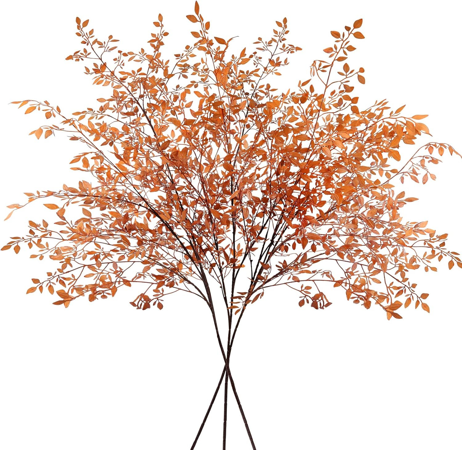 Dioty 3Pcs Artificial Plant Leaves 43.3 Inch Fall Nandina Faux Greenery Branches, Orange Artifici... | Amazon (US)