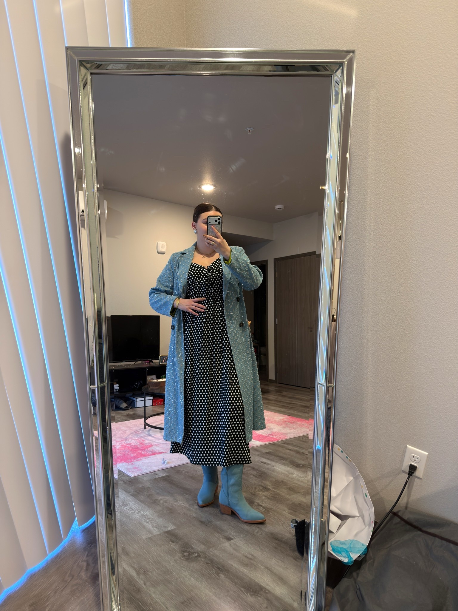 Styling polka dots for church! Love the mixed patterns here it’s such a vibe 🩵

I’m wearing a L coat, M dress and size 9 

#LTKMidsize #LTKootd #LTKdayinmylife