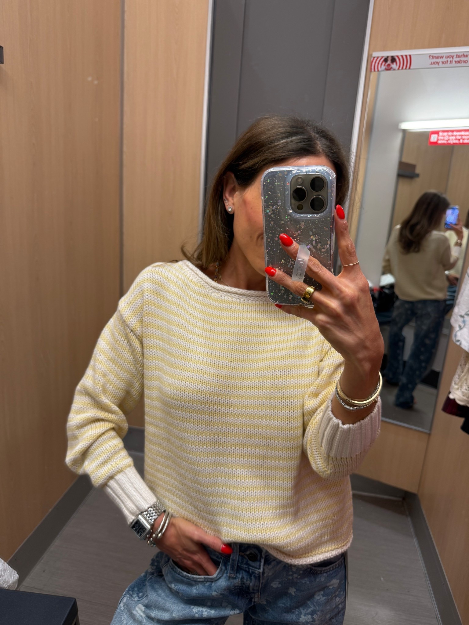 Yellow stripe sweater great for summer wearing xs 

#LTKPetite