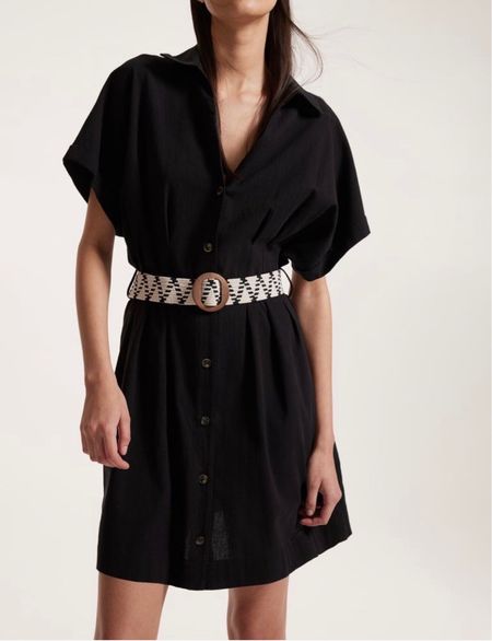 Black shirt dress with patterned belt 

#LTKfindsunder50 #LTKstyletip #LTKSeasonal