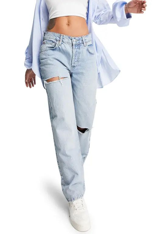 ASOS DESIGN Baggy Organic Cotton Blend Boyfriend Jeans in Light Blue at Nordstrom, Size 36 X 32 | Nordstrom