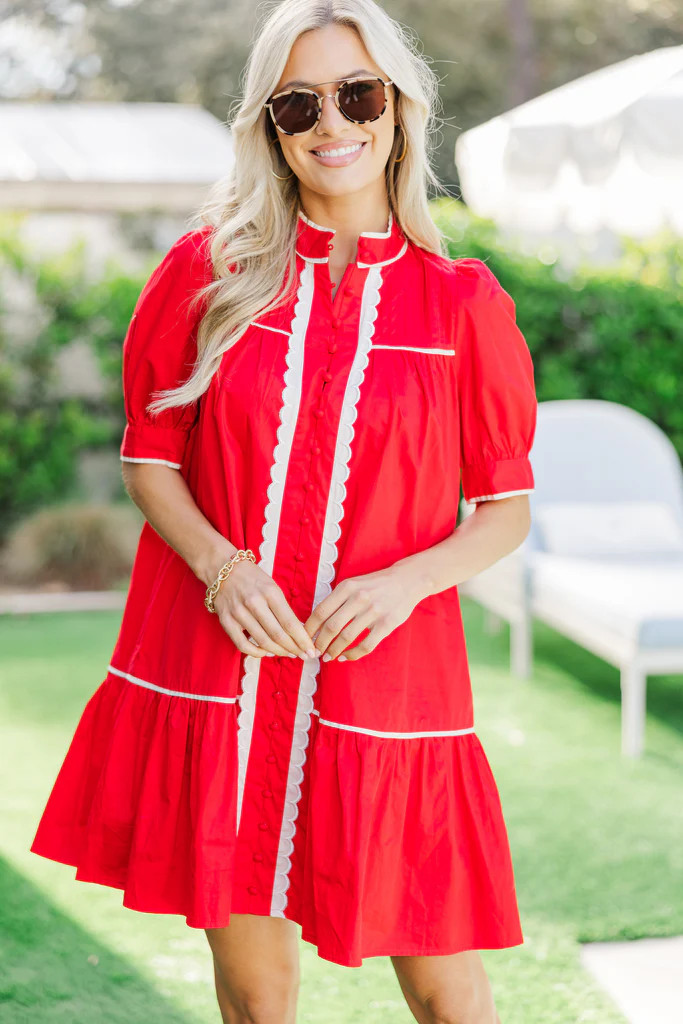 Willing To Help Red Button Down Dress | The Mint Julep Boutique