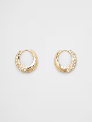 Half Pave Huggie Earrings | Banana Republic Factory