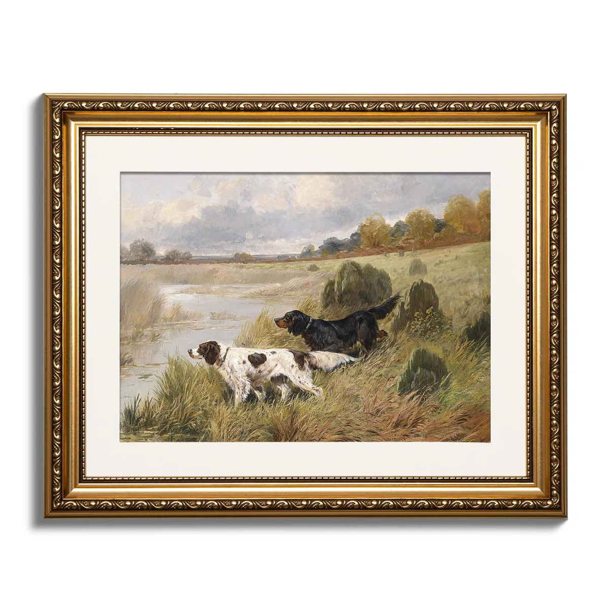 Vintage Gold Framed Wall Art, Retro River Landscape Paintings, Canvas Prints Artwork with Antique... | Wayfair North America