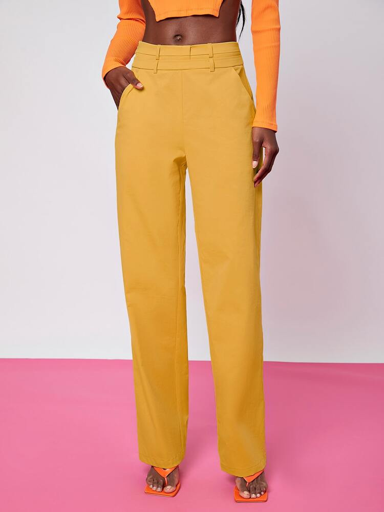 SHEIN X Penelope Ping Solid High Waist Straight Leg Pants | SHEIN