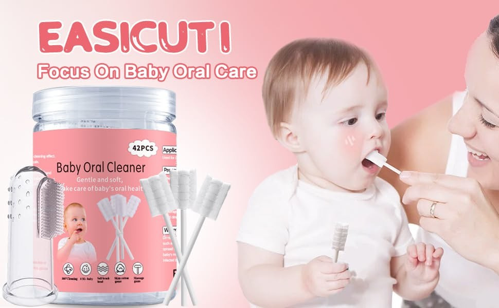 Baby Tongue Cleaner, Baby Toothbrush, 42Pcs Disposable Infant Toothbrush Clean Baby Mouth,Gauze Gum  | Amazon (US)