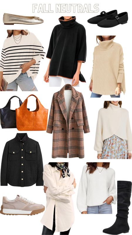 Fall neutrals. Striped sweater, cardigan, plaid jacket, coat, tote bag, white button up shirt, poncho, tall, boots, ballet flats, sneakers, Mary Janes

#LTKworkwear #LTKover40 #LTKstyletip