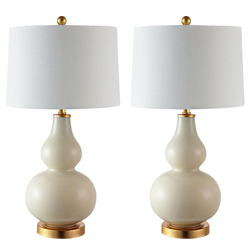Safavieh Karlen 28.5 in. Cream/Gold Leaf Table Lamp-TBL4223A-SET2 - The Home Depot | The Home Depot
