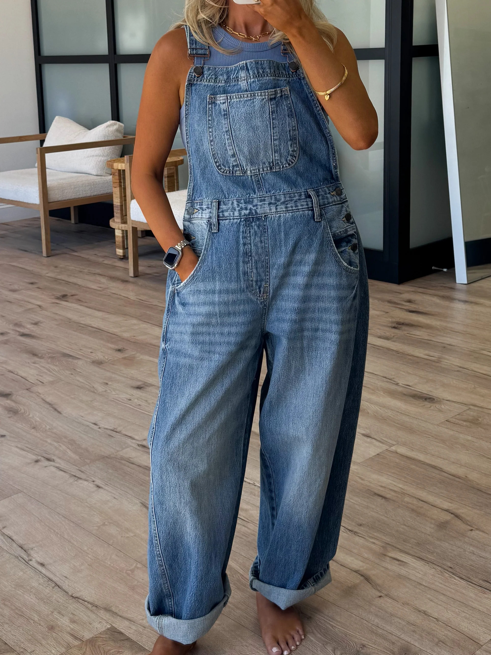 Delphine Barrel Overall | Medium Wash | +Plus Available | Talulah