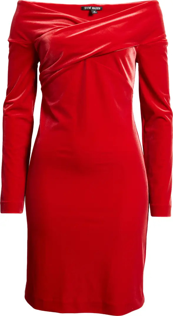 Steve Madden Alaura Long Sleeve Off the Shoulder Velvet Cocktail Minidress | Nordstrom | Nordstrom