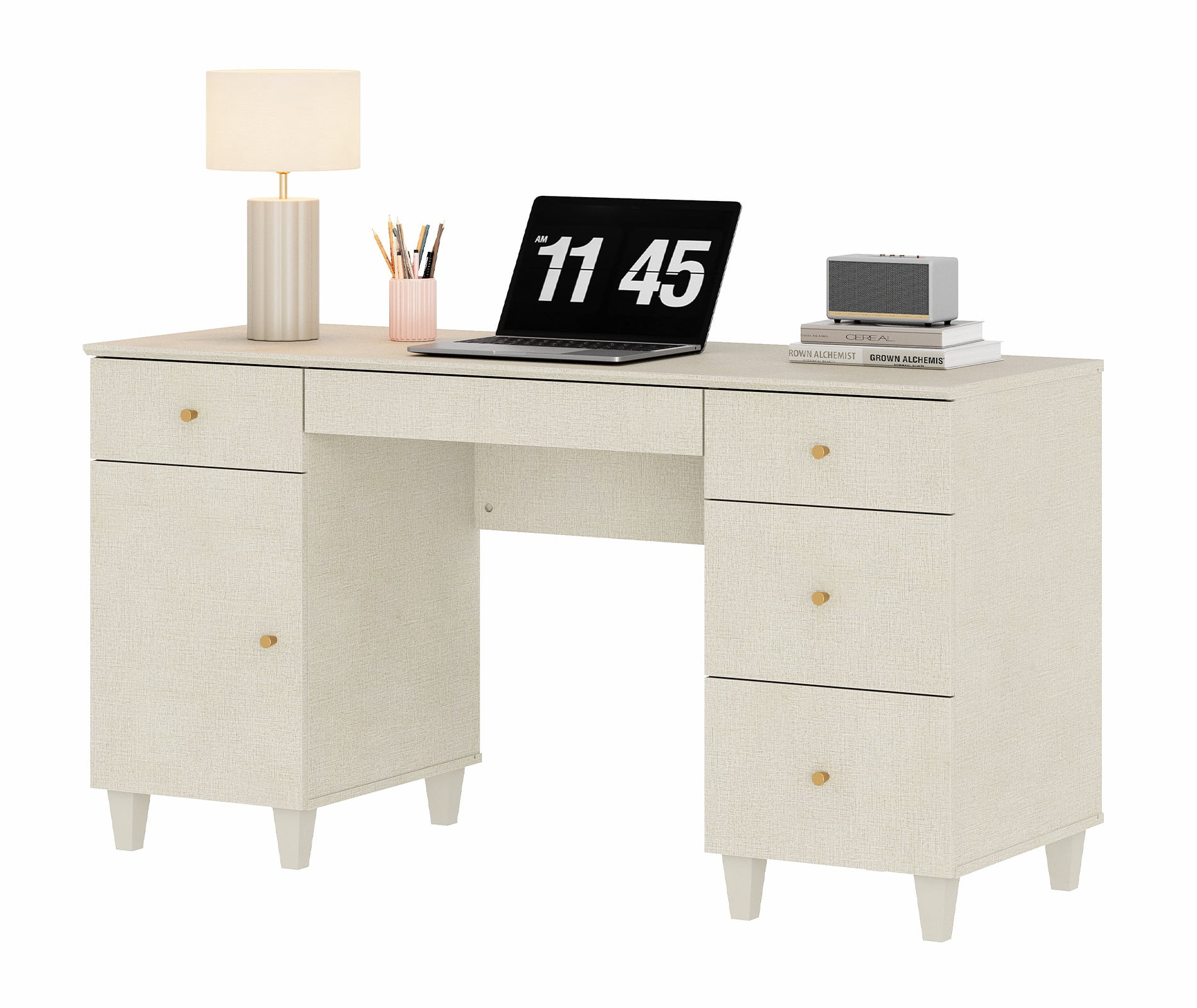 Executive Desk with Drawers & Storage Cabinet, 58 " Wide Modern Wooden Office Desk with Charging ... | Walmart (US)