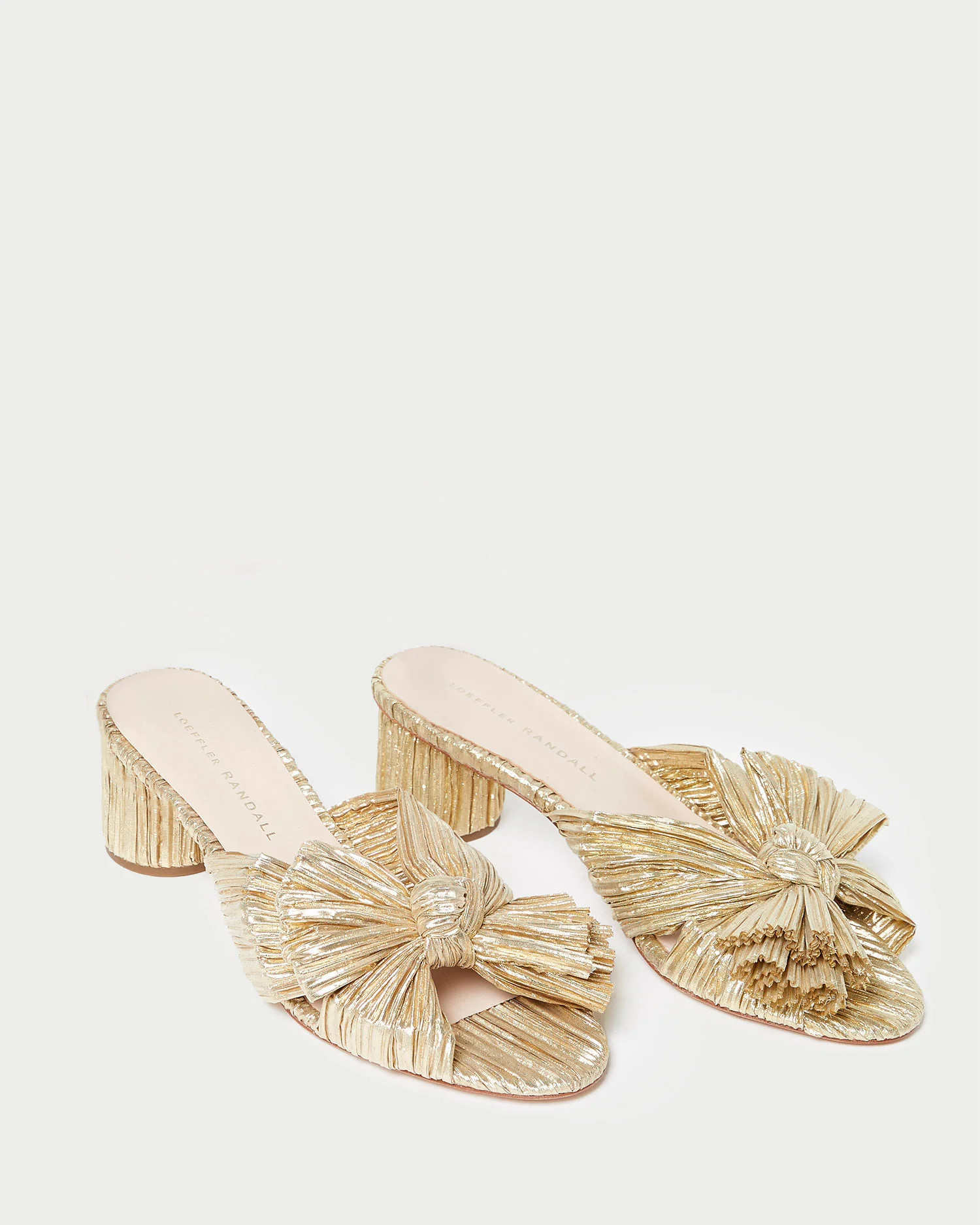 Emilia Gold Pleated Bow Heel | Loeffler Randall