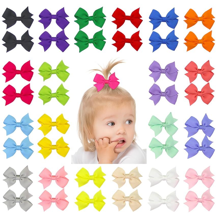 40Pieces Boutique Grosgrain Ribbon Pinwheel 3" Hair Bows Alligator Clips For Babies Toddlers Teen... | Amazon (US)