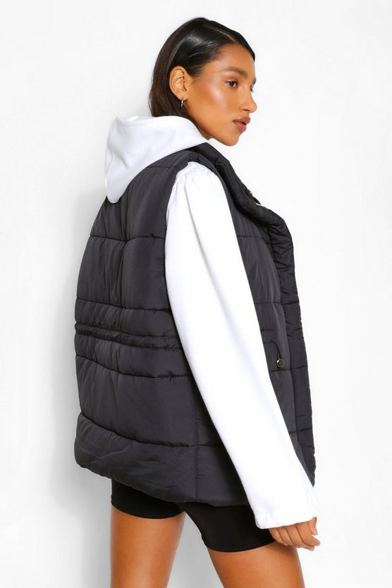 Funnel Neck Waist Detail Gilet | Boohoo.com (US & CA)