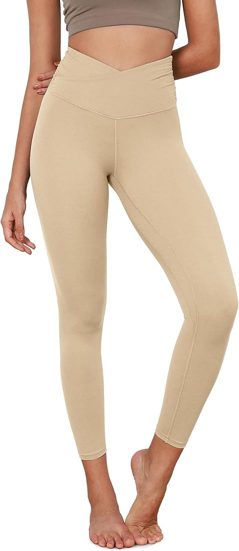 ODODOS Women's Cross Waist Yoga Leggings with Inner Pocket, 21"/25"/28" Gathered Crossover Workou... | Amazon (US)