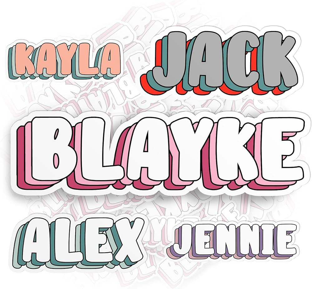 Custom Name Sticker Personalized Customize Name Colors Stickers Cute Die-Cut Waterproof Vinyl Sti... | Amazon (US)