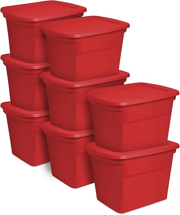Sterilite 18 Gallon Plastic Stackable Storage Tote Container, Seasonal Home Decor, and Garage Org... | Amazon (US)