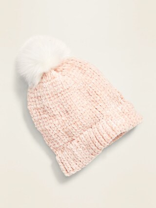 Chenille Faux-Fur Pom-Pom Beanie for Toddler Girls | Old Navy (US)